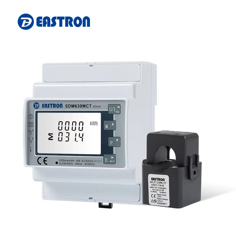 Medidor de energía inteligente para inversor Solar, entrada SDM630MCT 40mA RS485 Modbus RTU 40mA/100mA CT