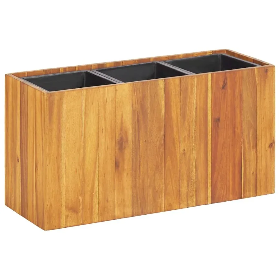 

Garden Raised Bed with 3 Pots Solid Acacia Wood