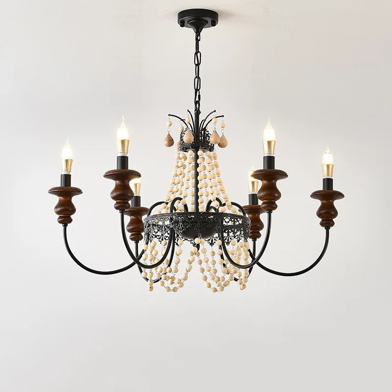 French retro chandelier black high-end crystal living room light American medieval restaurant bar