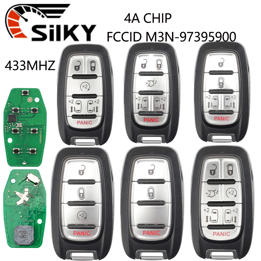 SilKY Keyless Smart Key for Chyrsler Pacifica 2017-2021 Proximity Remote Fob 433MHz 4A Chip M3N-97395900, 68217827 AC