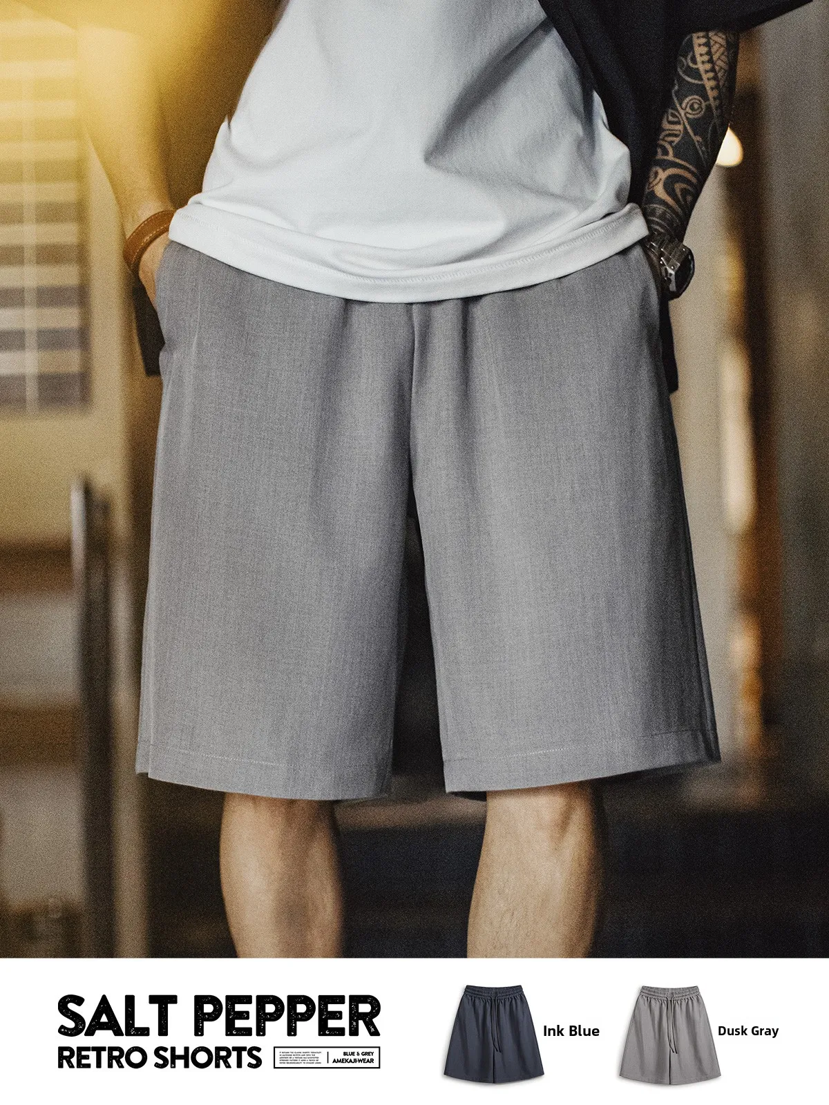 

Maden American Sle ort Pants Loose Fit Thin Woven Breathable Cleanfit Five-Quarter Men's Summer orts Casual Leisure