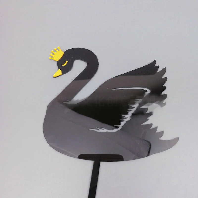 Ins Beautiful Swan Birthday Wedding Cake Topper Crown White and black Cake Topper for Birthday Wedding Party Cake Decorations