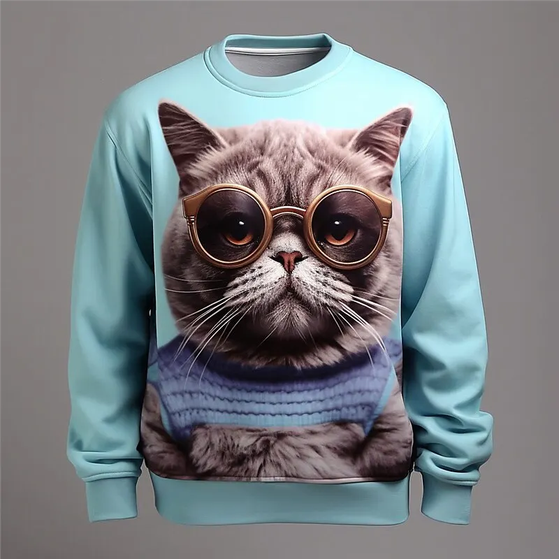 3D Print Animal Lion Cats Graphic Sweatshirt Fashion Outdoor Daily Casual O-Neck Pullover Autumn Oversize Comfortable Unisex Top