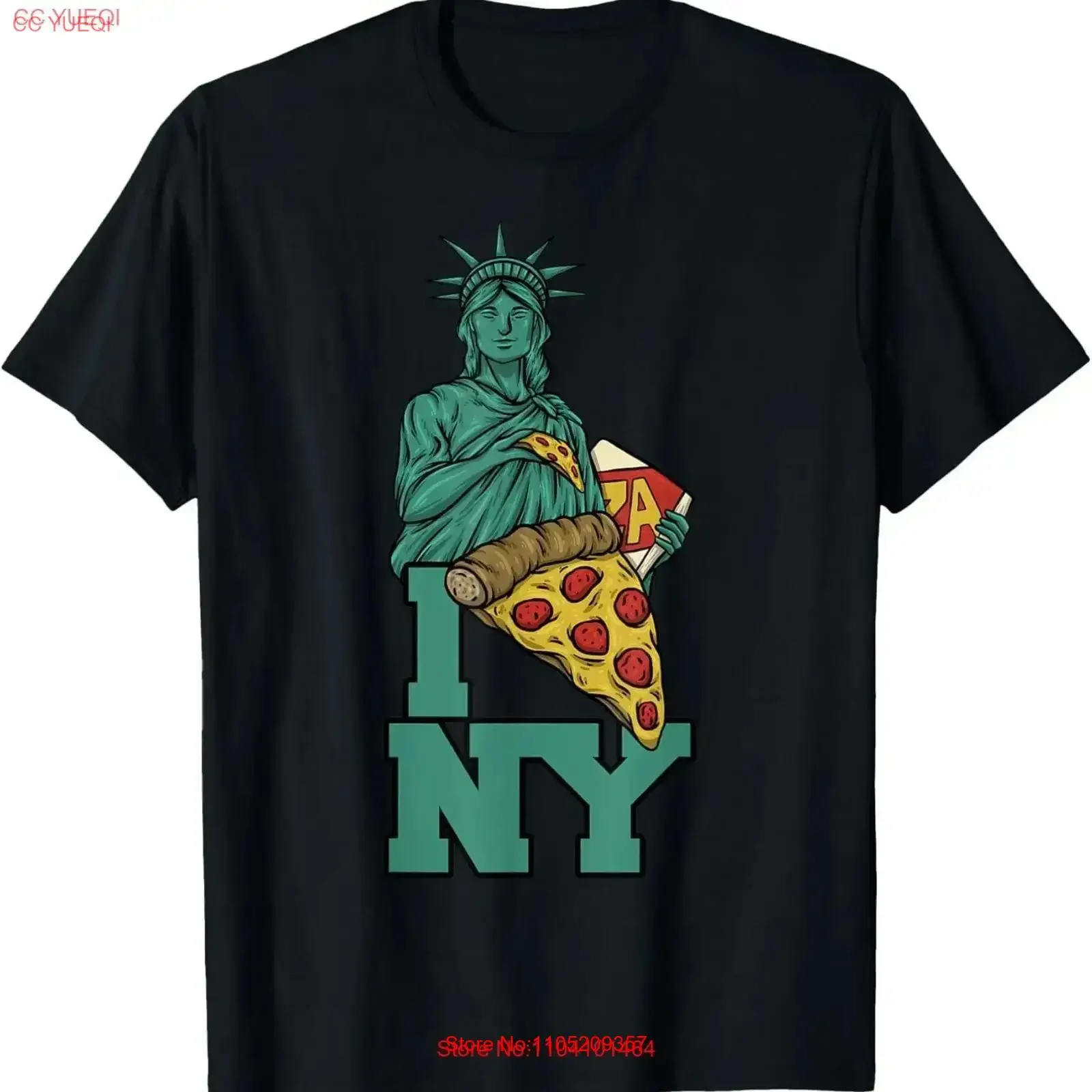 Me encanta la Estatua de la libertad de Pizza de Nueva York, camiseta de comida de EE. UU., ropa de calle de moda lavada vintage, gráfico versátil y elegante