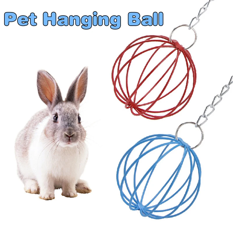 Ball Rack Guinea Pig Grass Feeder Pet Toy Pet Supplies Hanging Long Chain Round Rabbit Grass Ball Small Metal Hamster Grass