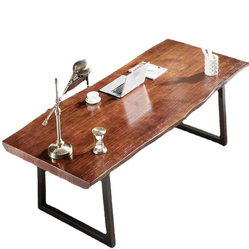 American solid wood large board desk, office computer desk, writing desk and chair combination