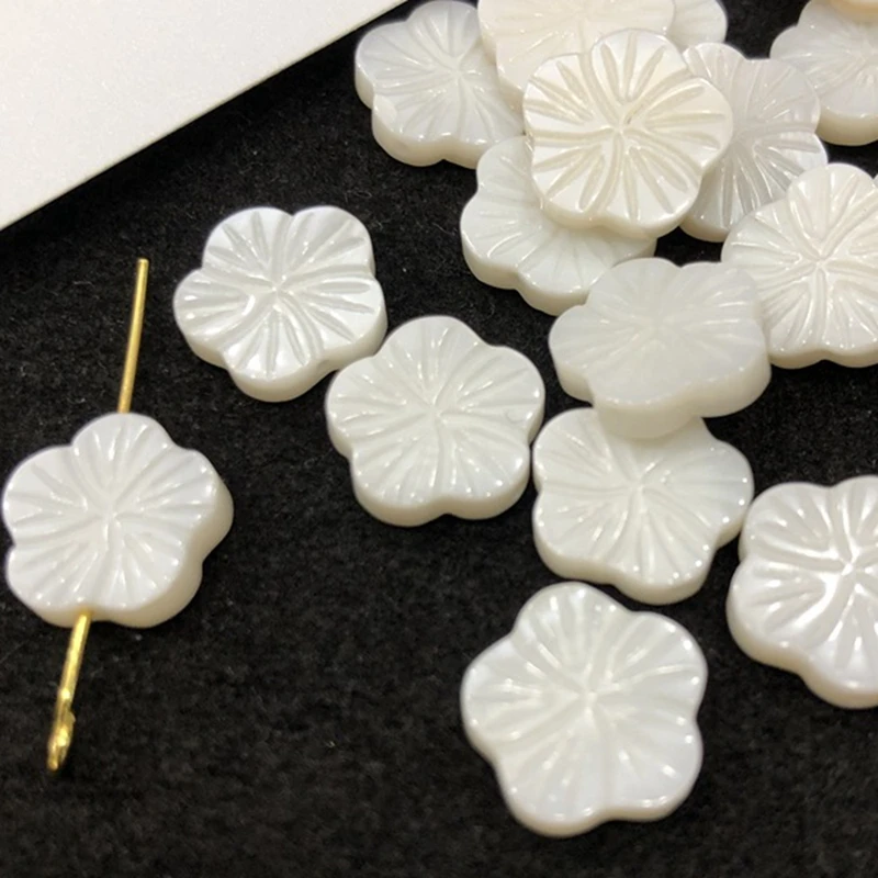 10 PCS Double Sided-Through Hole Connector Charms 10mm 12mm Flower Shell Jewelry Making Supplies Mother of Pearl