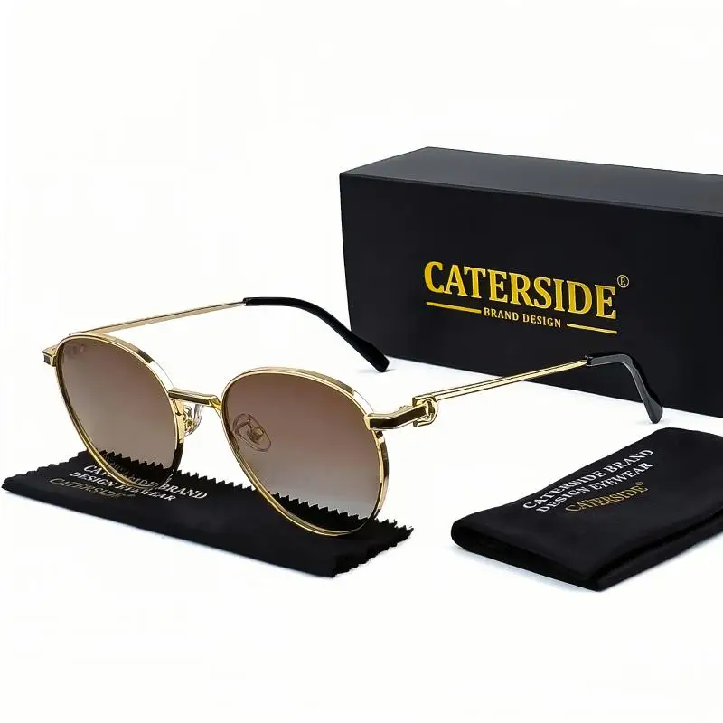 Caterside Retro Polarisierte Pilot Sonnenbrille Männer und Frauen Oval Metall Rahmen Sonnenbrille Party Outdoor Fahren Sport Shades Sommer – Detail 7