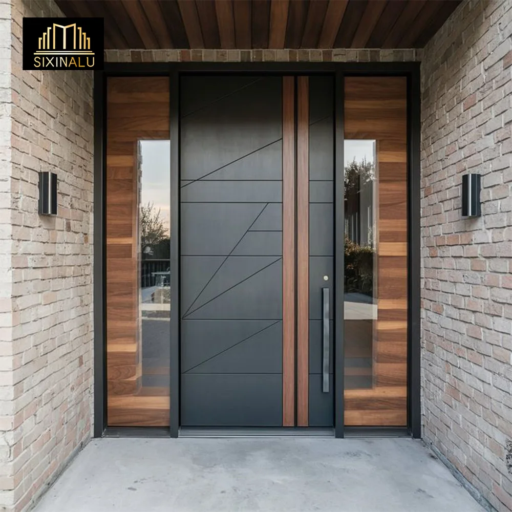 

Sixinula Aluminum Entrance Doors Main Gate Front Exterior Entry Pivot Carve Door Casement Security Villa Door Custom Home Decor