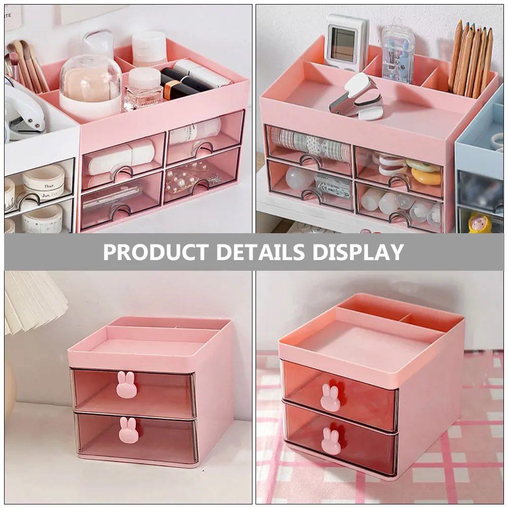 

Plastic Desk Organizer Storage Box for Office Stationery Multi-layer Desktop Drawers High Capacity Tabletop Case
