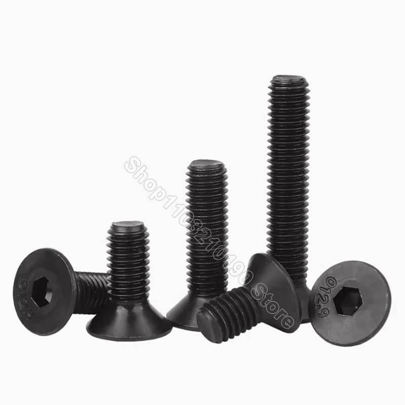 Tornillo hexagonal de cabeza plana avellanada, 1-100 piezas, color negro, grado 12,9, M1.6, M2, M2.5, M3, M4, M5, M8, M10, M12, DIN7991