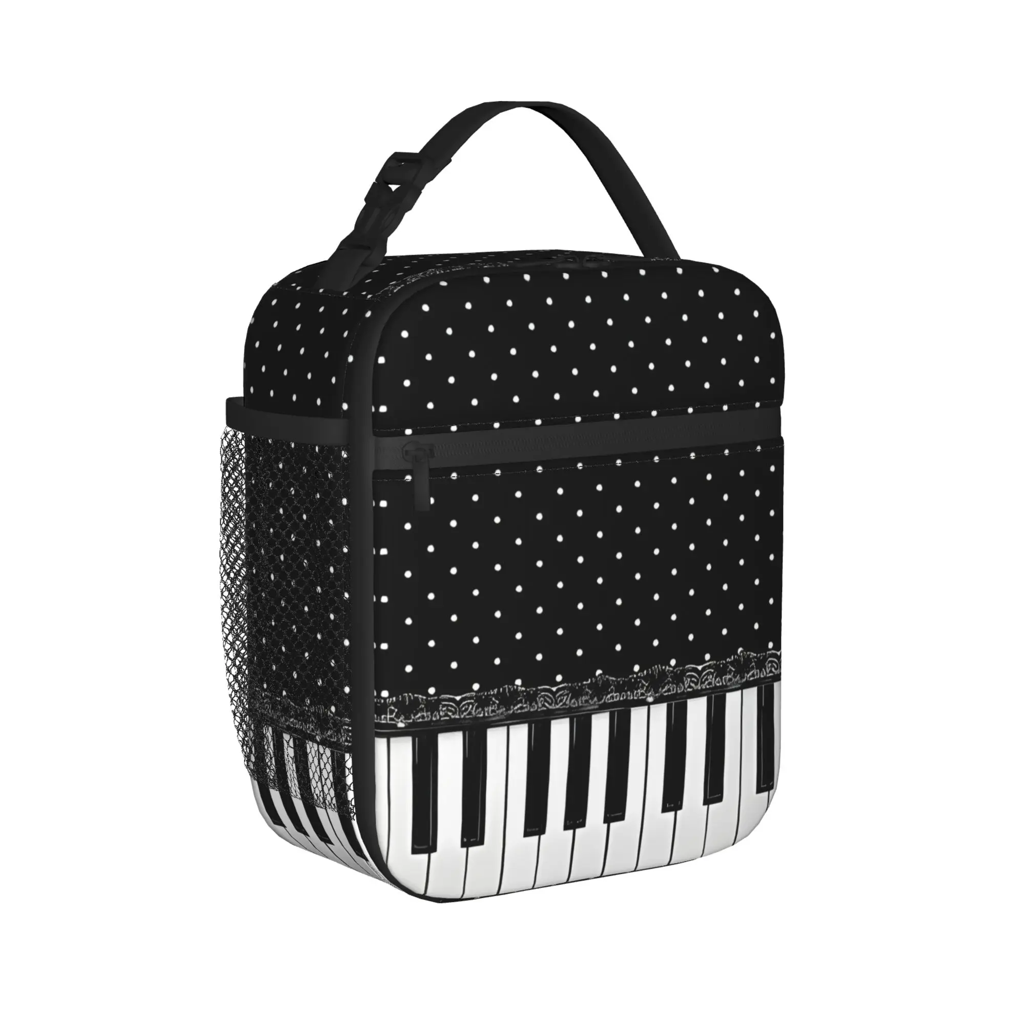 Personalized Piano Mochilas Mujer Polka Dot Print Lunch Bag Picnic Lunch Box For Child Tote Food Bags Oxford Portable Cooler Bag