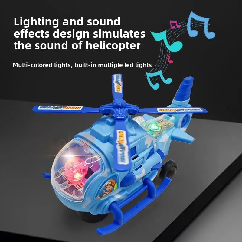 Electric helicopter toy, with lights and music, 360° rotation, durable plastic, suitable for 3-year-old boys and girls