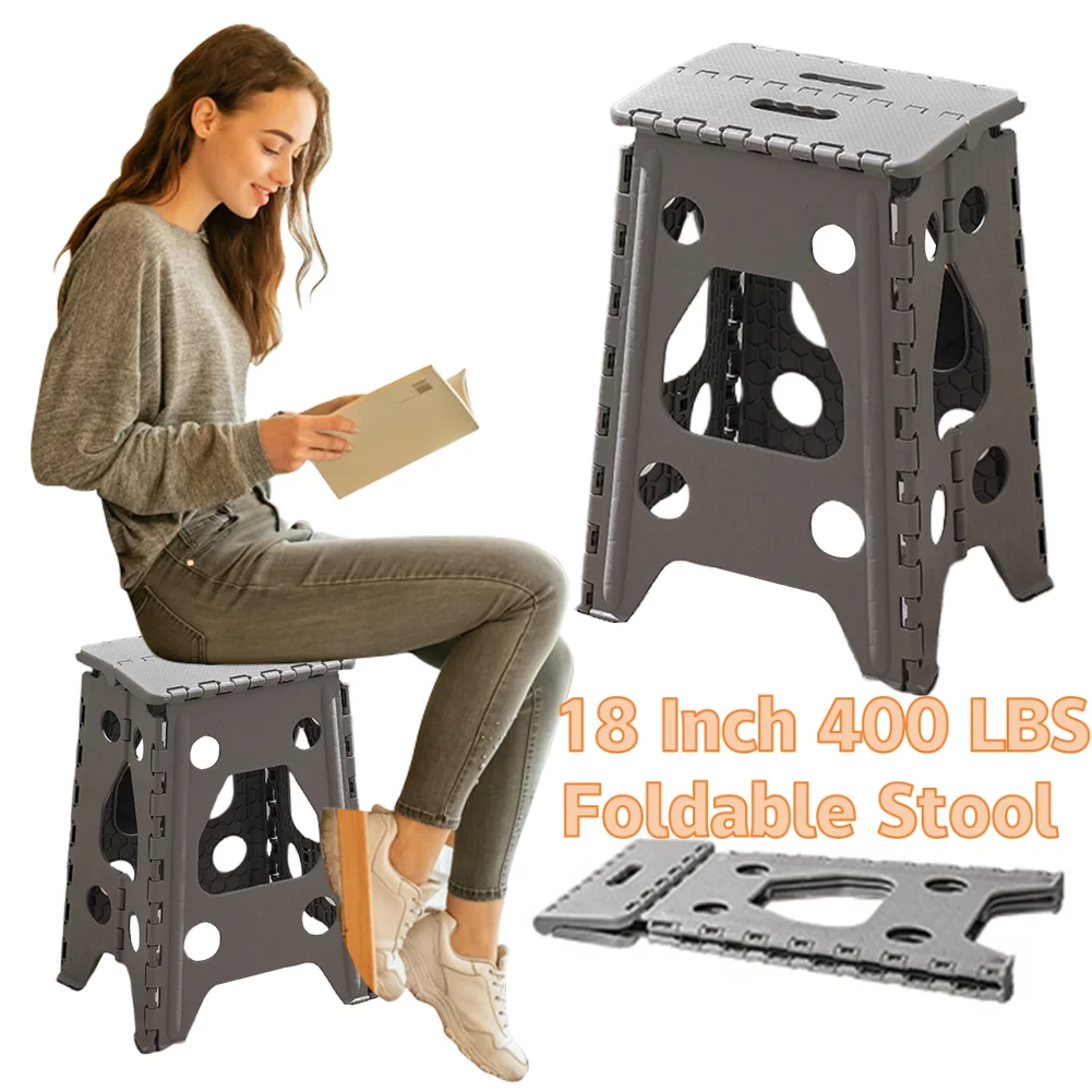 

18 Inch Folding Step Stool Portable Folding Plastic Stool is Suitable For Non-slip Step Stool In Kitchen Bathroom Outdoor Concer