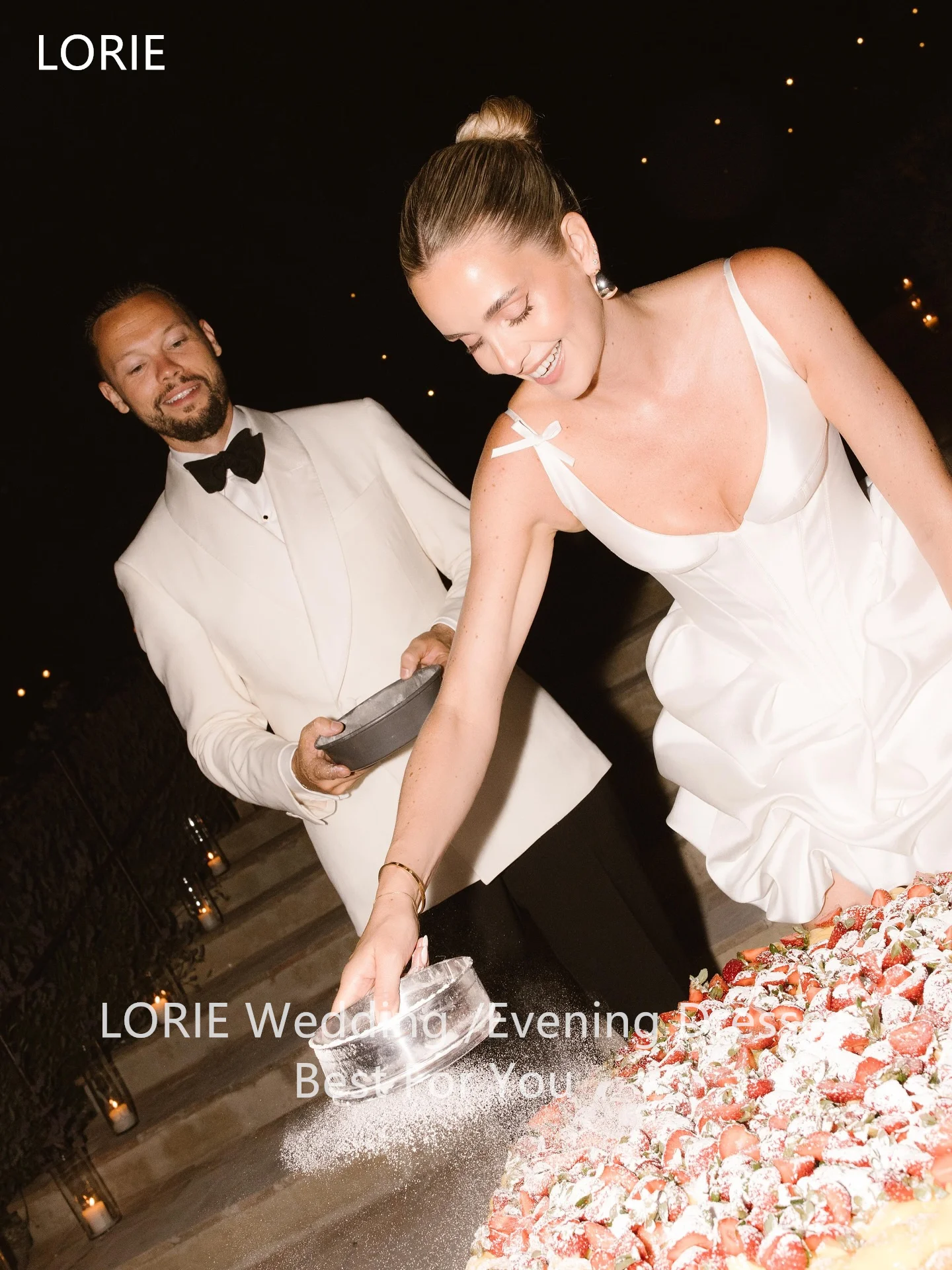 ローリー エレガント ショート ウェディングドレス A ライン フリル V ネック スパゲッティ ストラップ 花嫁 プロムドレス セクシー ブライダル ガウン カスタマイズ