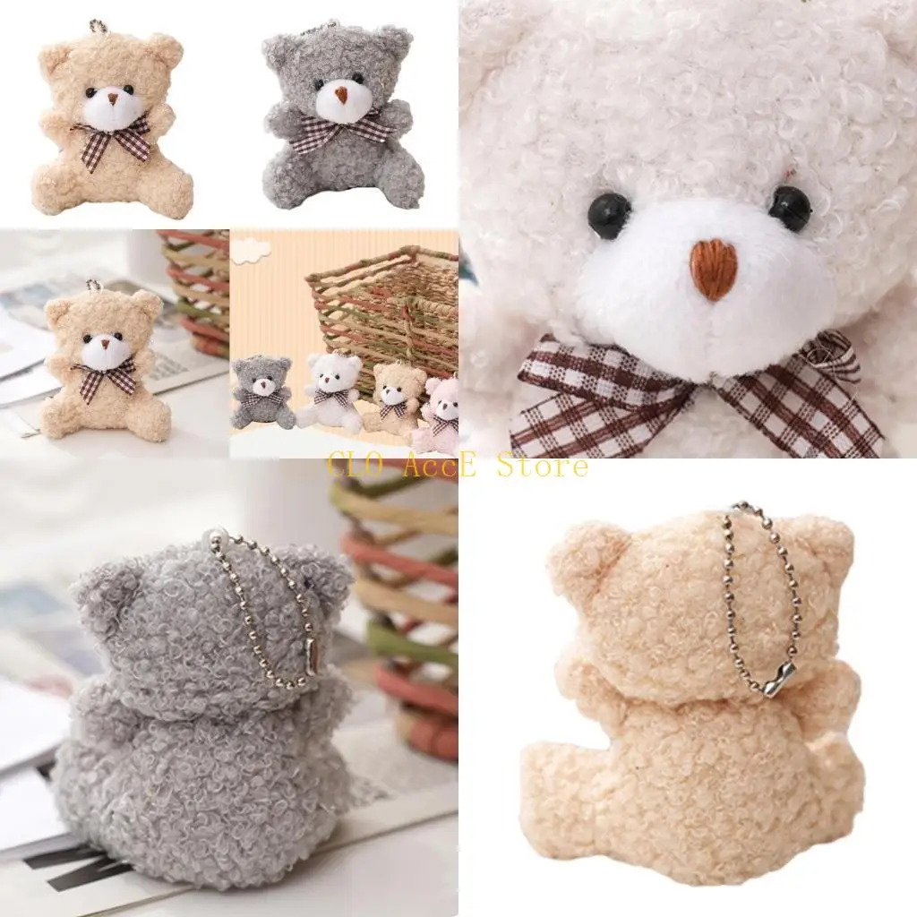

16FE Sitting Bear Pendant Lovely Mini Bear Doll Plush Chain Backpack Decor Handbag Accessory Kids Gift Goodie Bag Fillers