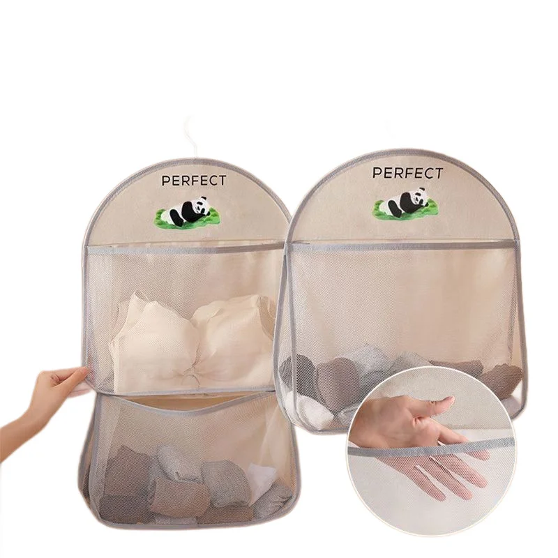 1 Pack Hanging Mesh Storage Bag Breathable Visible Pockets Space Saving Large Capacity Washable Over Door Closet Bedroom Dorm Storage For Renters Students Household Use Organizer For Socks Underwear Panties Small Personal Sundries