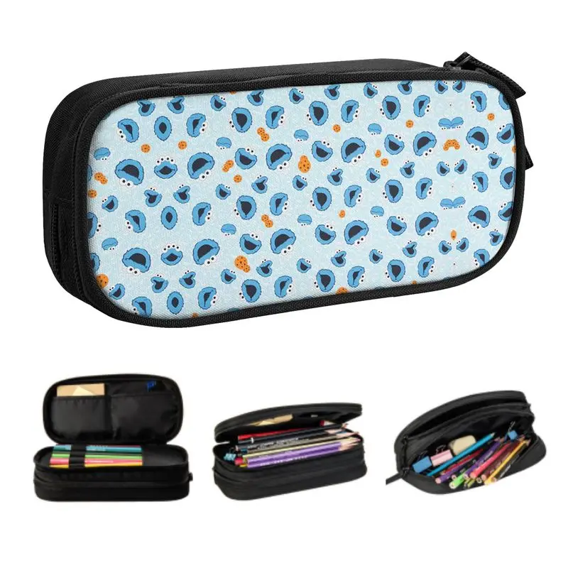 Trousse à Crayons Personnalisée Cookie Monster pour Garçon et Fille, Grande Capacité, Sesames Street, Boîte à Stylos, Staacquering