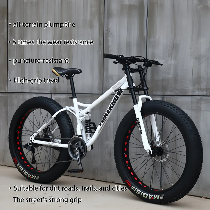 

Off-road beach snow mountain bike with variable speed shock absorption and a width of 4.0 millimeters for both adults and men