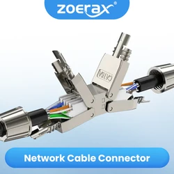 ZoeRaxTool-Free RJ45 Coupler Shielded, Tool Less Ethernet Cable Extender PoE+ for Cat7/Cat6a/Cat6 Network Cables, Silver