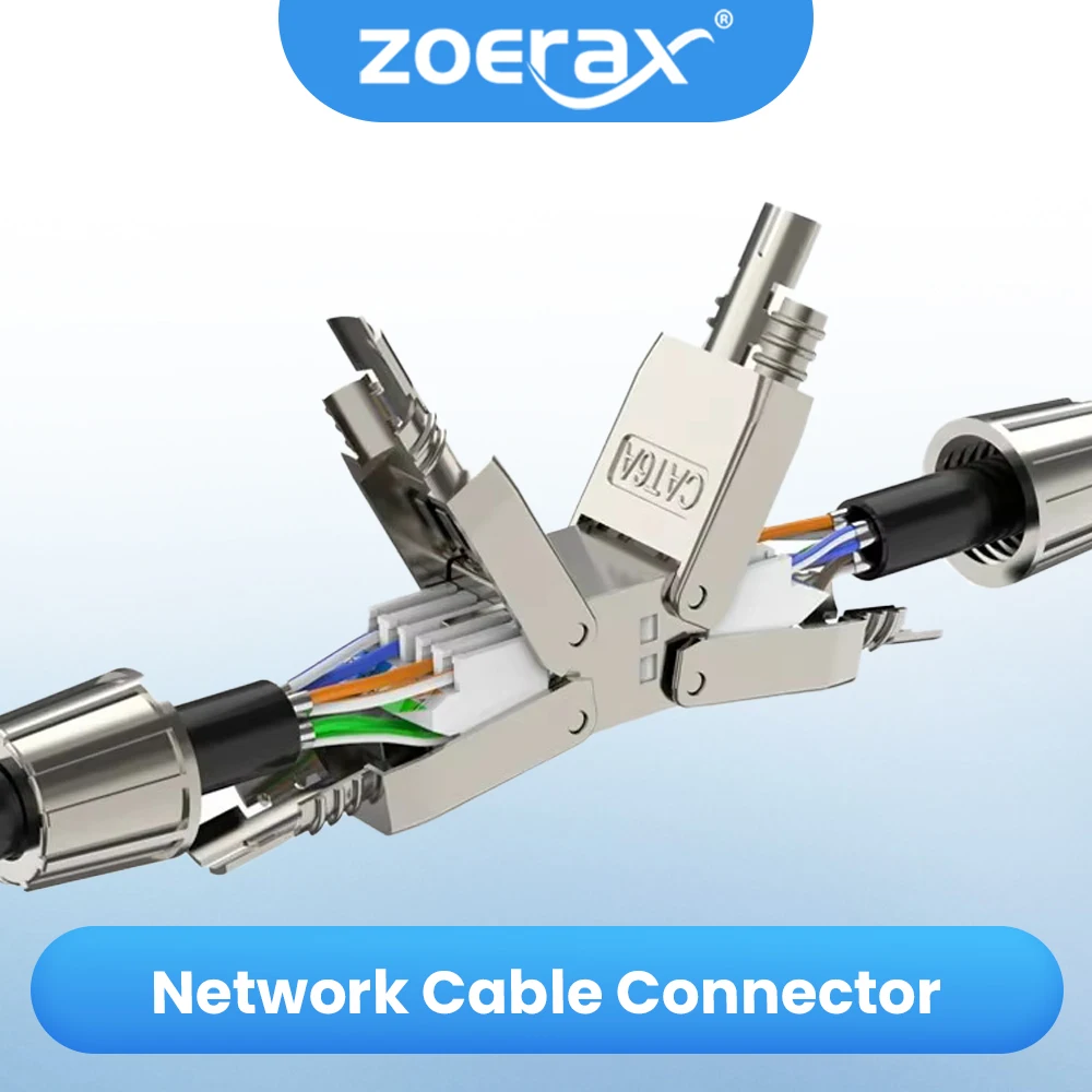 ZoeRaxTool-Free RJ45 Coupler Shielded, Tool Less Ethernet Cable Extender PoE+ do kabli sieciowych Cat7/Cat6a/Cat6, srebrny