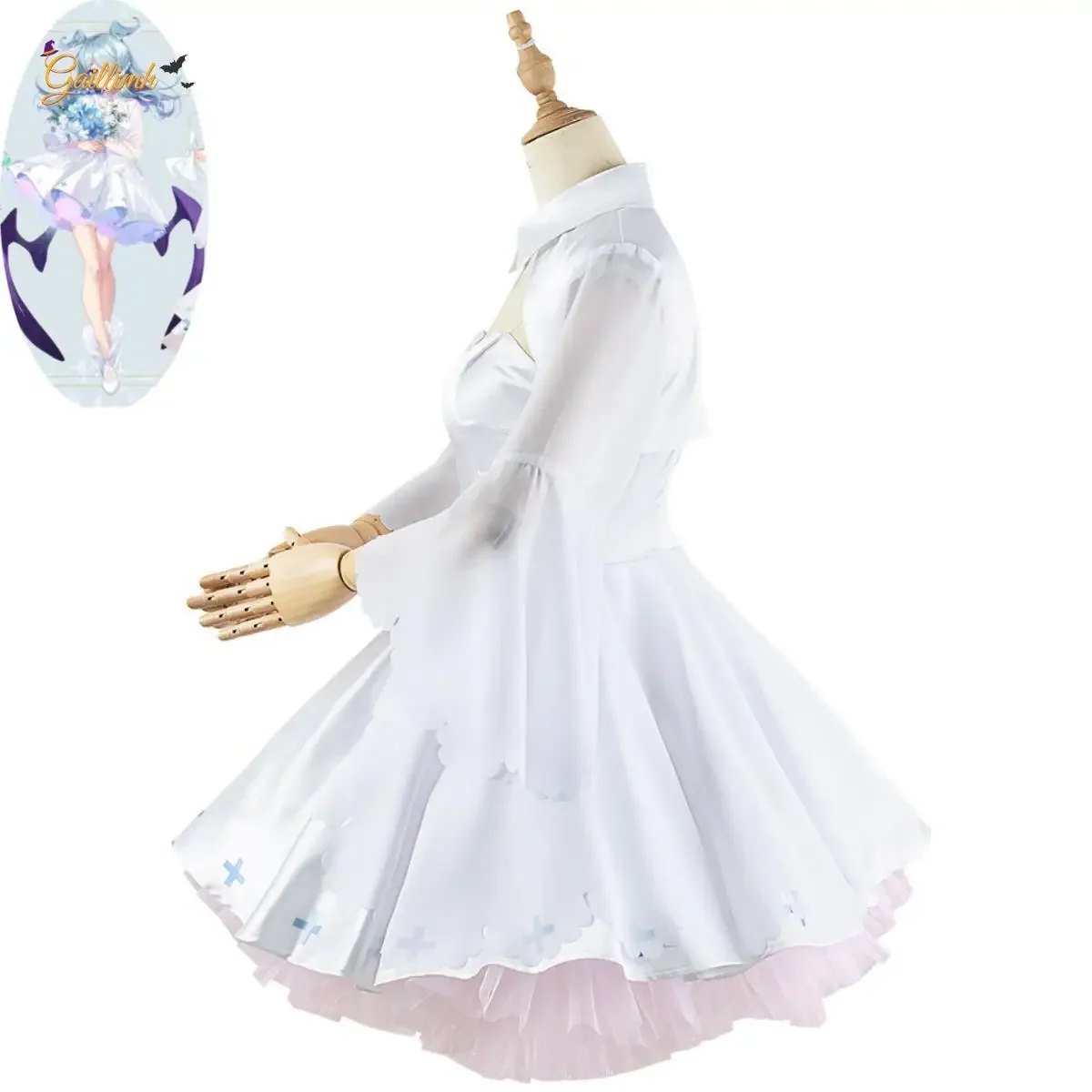 Anime Vtuber Elira Pendora Cosplay Costume Lazulight 1st Anniversary White Dress Princess Skirt Woman Sexy Party Suit