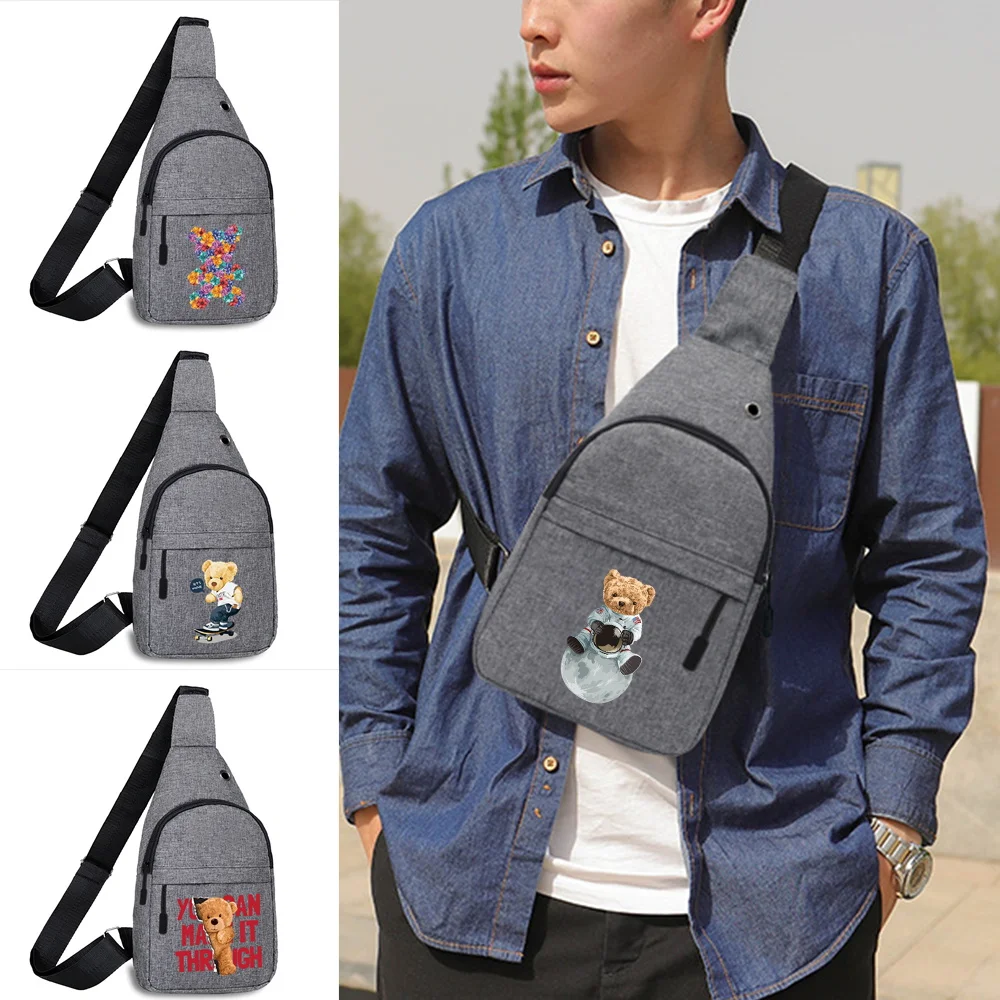 

Single Shoulder Chest Bags Phone Sundries Storage Pack Bear Series Adjustable Minimalist Casual Crossbody Backpack All Seasons