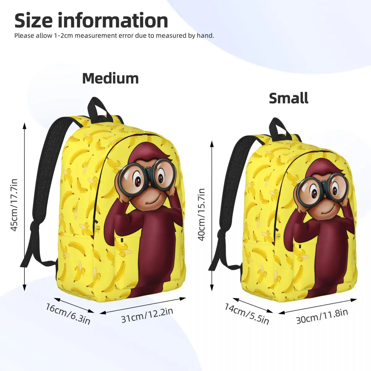 Curious George And Banana Backpack for Men Women Cool Student Hiking Travel Daypack Cartoon Monkey Laptop Canvas Bags Outdoor