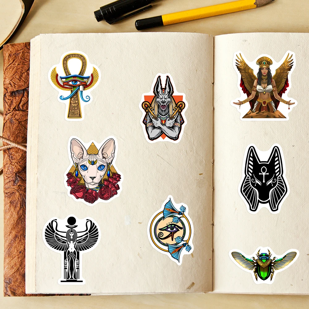 Egypt Mythology Gods Totem Stickers DIY Toys Gift Decal for Scrapbook Journal Laptop Phonecase Bottles Decorative Waterproof