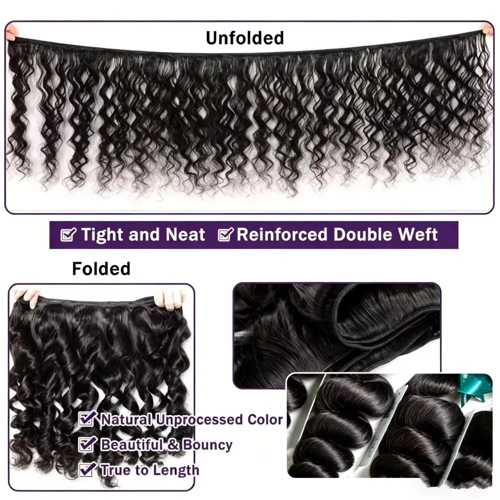 Loose Wave Bundles Human Hair Extension 3/4 Pcs Unprocessed Human Hair Brazilian Water Wave Human Hair Bundles Hair Extensions