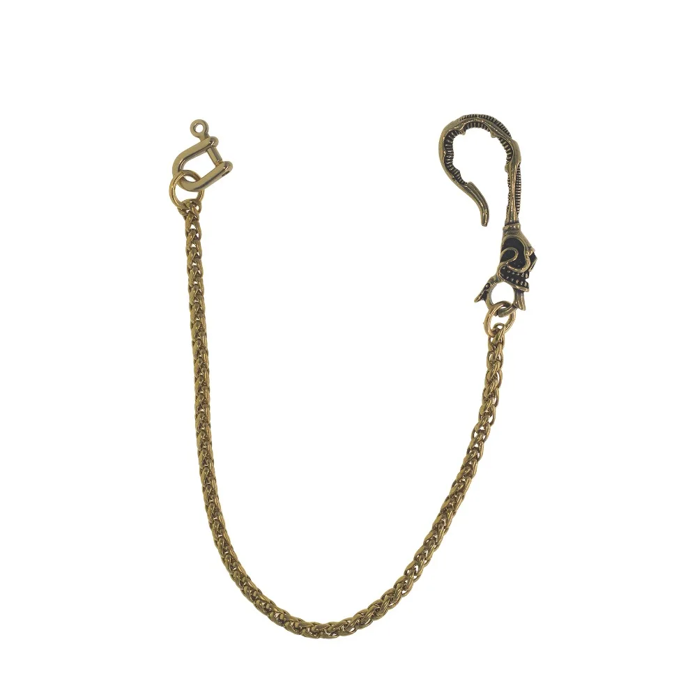 AliExpress NONE Punk 40cm  Soild brass Pants bike Wallet snake Chain Keychain large skull U Buckle Clips  Hook Cowboy Belt key Chains