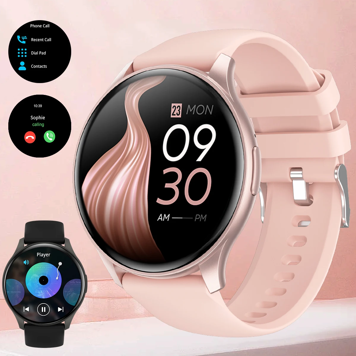 Smart watch with full touch screen, Bluetooth calling, message reminder and other functions, compatible with iPhone/Android phon