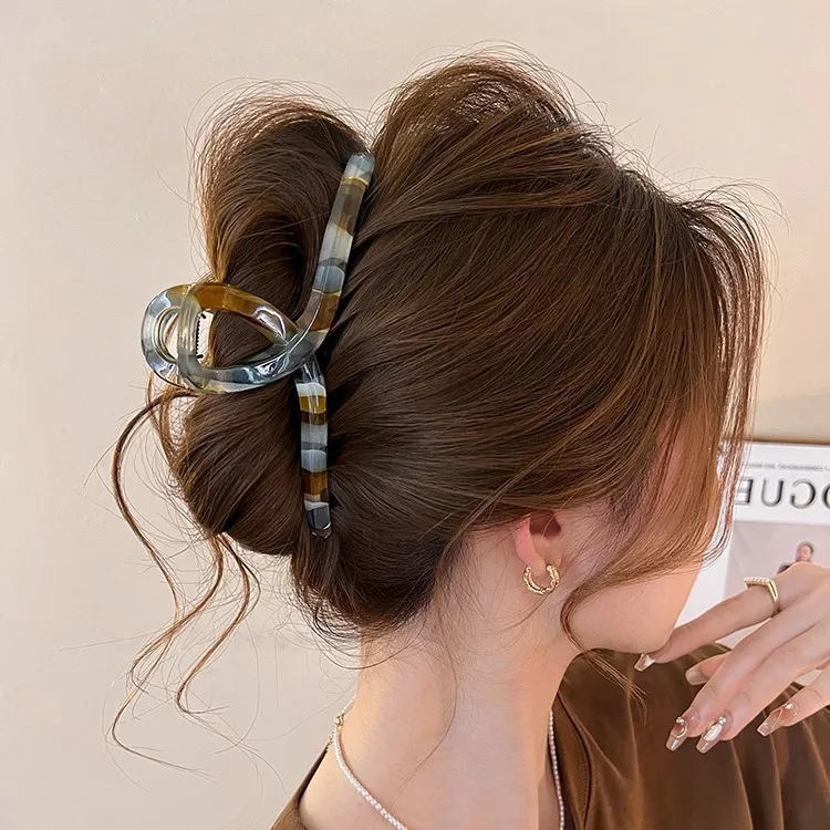 1PC Retro, Literary Style, Color, Hair Acc, Grab Clip, Female, Large, New, Shark Clip Blocking, Premium, Back of Head, Hair Clip