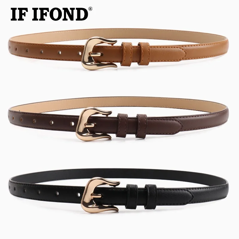 IF IFOND Fashionable New Summer Arrival Versatile High-End Women’s Buckle Belt Retro High-End Niche Design Buckle Belt for Jeans