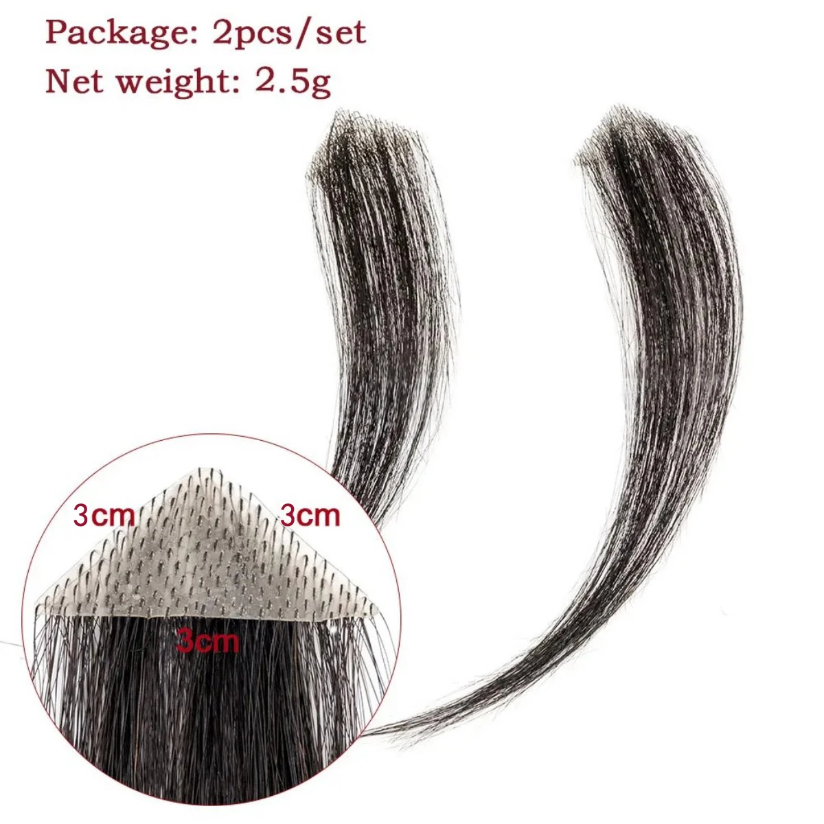 رقع شعر معبد صغيرة الحجم باللون الأسود الطبيعي للرجال والنساء قطعتين من قطع الشعر لتساقط خط الشعر بقاعدة من البولي يوريثان #2