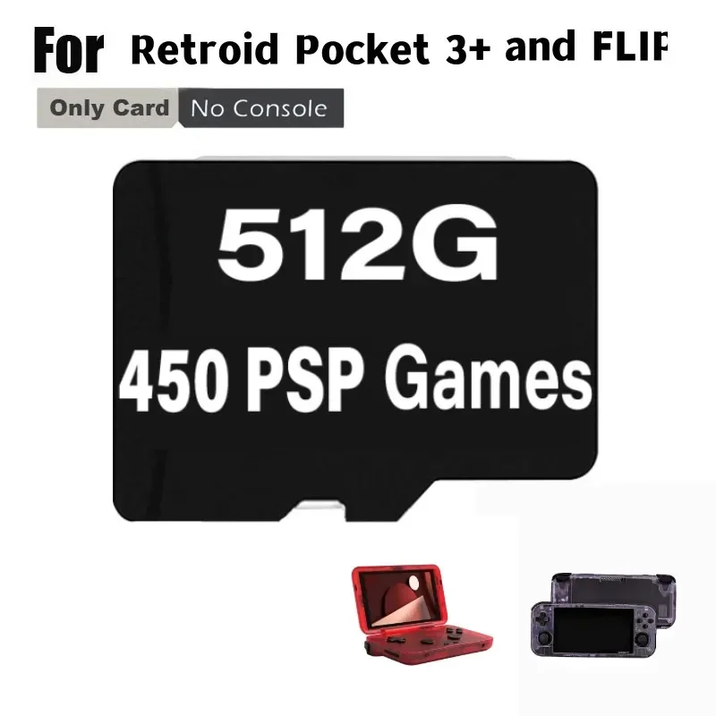 Retroid Pocket 3 PLUS & Flip mamory card sd TF Card 450 PSP 480 PS2 GAMES Preloaded Games Retro Handheld Game sd card