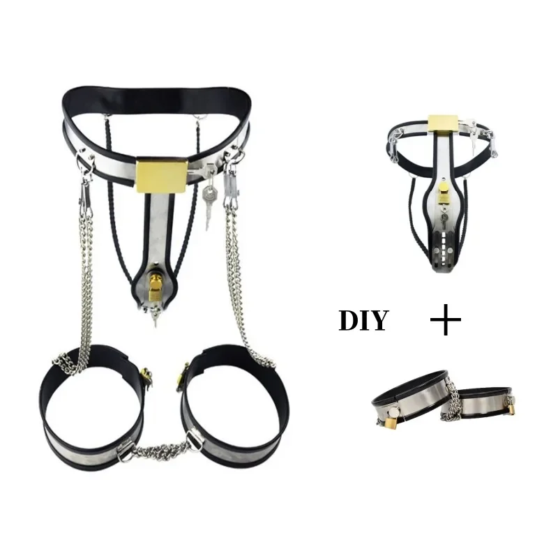 Chastity Pants Chastity Belt Device DIY Matching Pants Thigh Cuffs BDSM Stainless Steel Alternative Bondage Device Sex Adult Toy