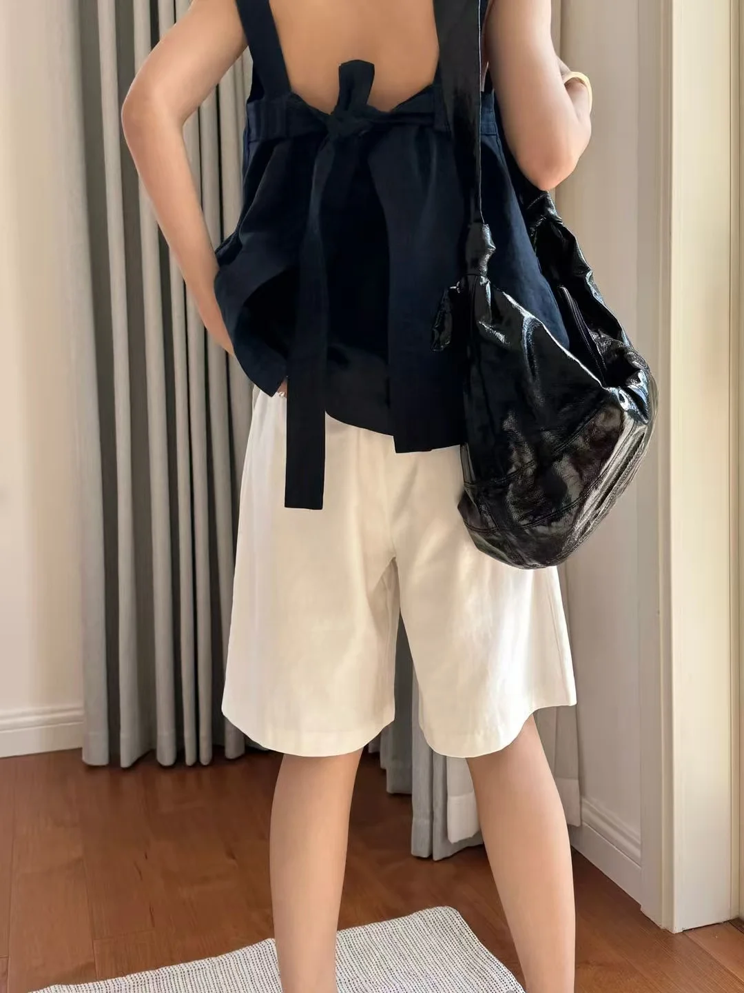 Summer Casual Wide Waist Straight Short Women's White New Style Comfortable Loose Fit Breezy Shorts