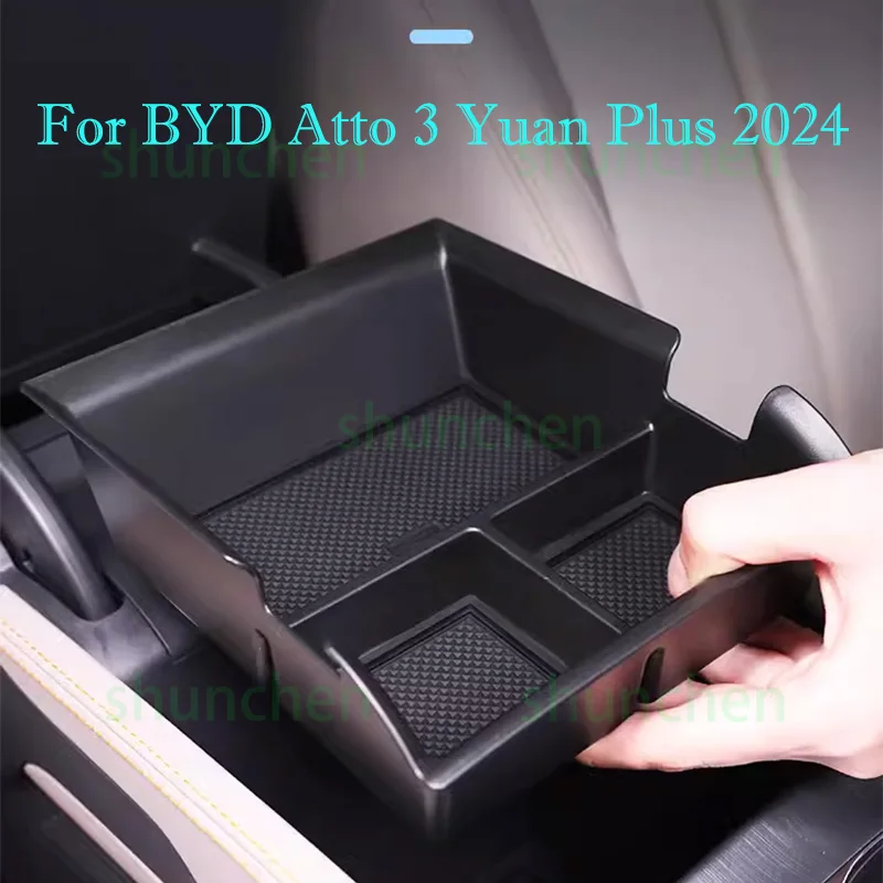 Car Armrest Storage Box for BYD Atto 3 Yuan Plus 2024 Under Center Console Storage Box Stowing Tidying Interior Accessories