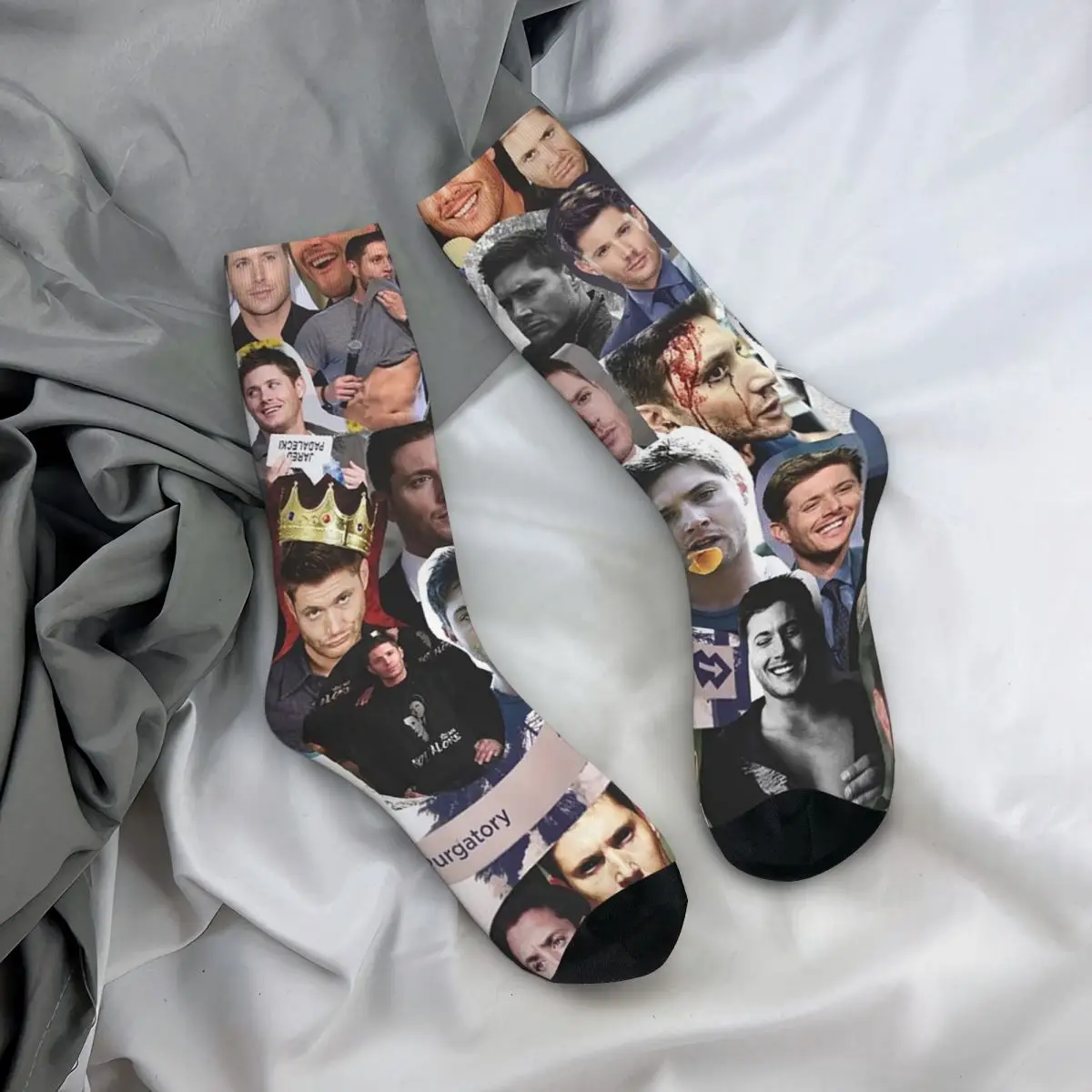 Jensen Ackles Collage Socks Harajuku High Quality Stockings All Season Long Socks Accessories for Unisex Birthday Present