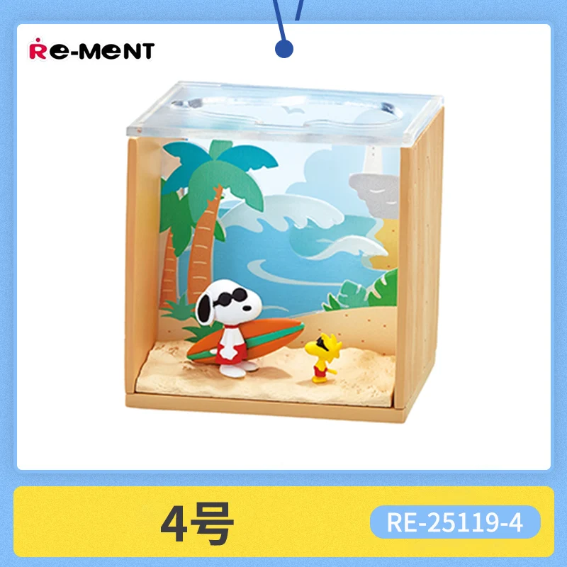 Nuovo Re-Ment Snoopy Scenery Box Action Figure Casa da gioco in miniatura Scatola cieca Ornamento Modello da collezione Compleanno Regalo di Natale