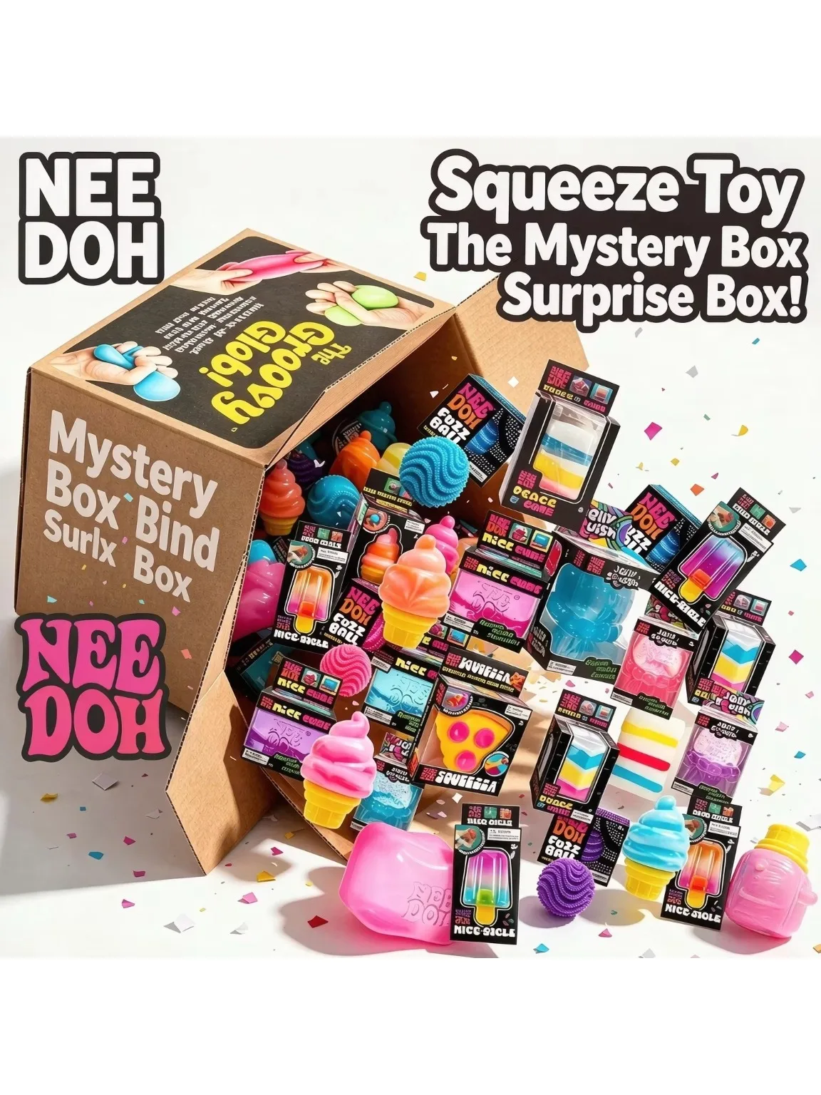 100+ Stück Needoh DohJees Emotionale Stresslinderung Quetsch-Entlastungs-Dekompressions-Squishy Sensorisches Fidget Überraschungs-Blindbox für Erwachsene