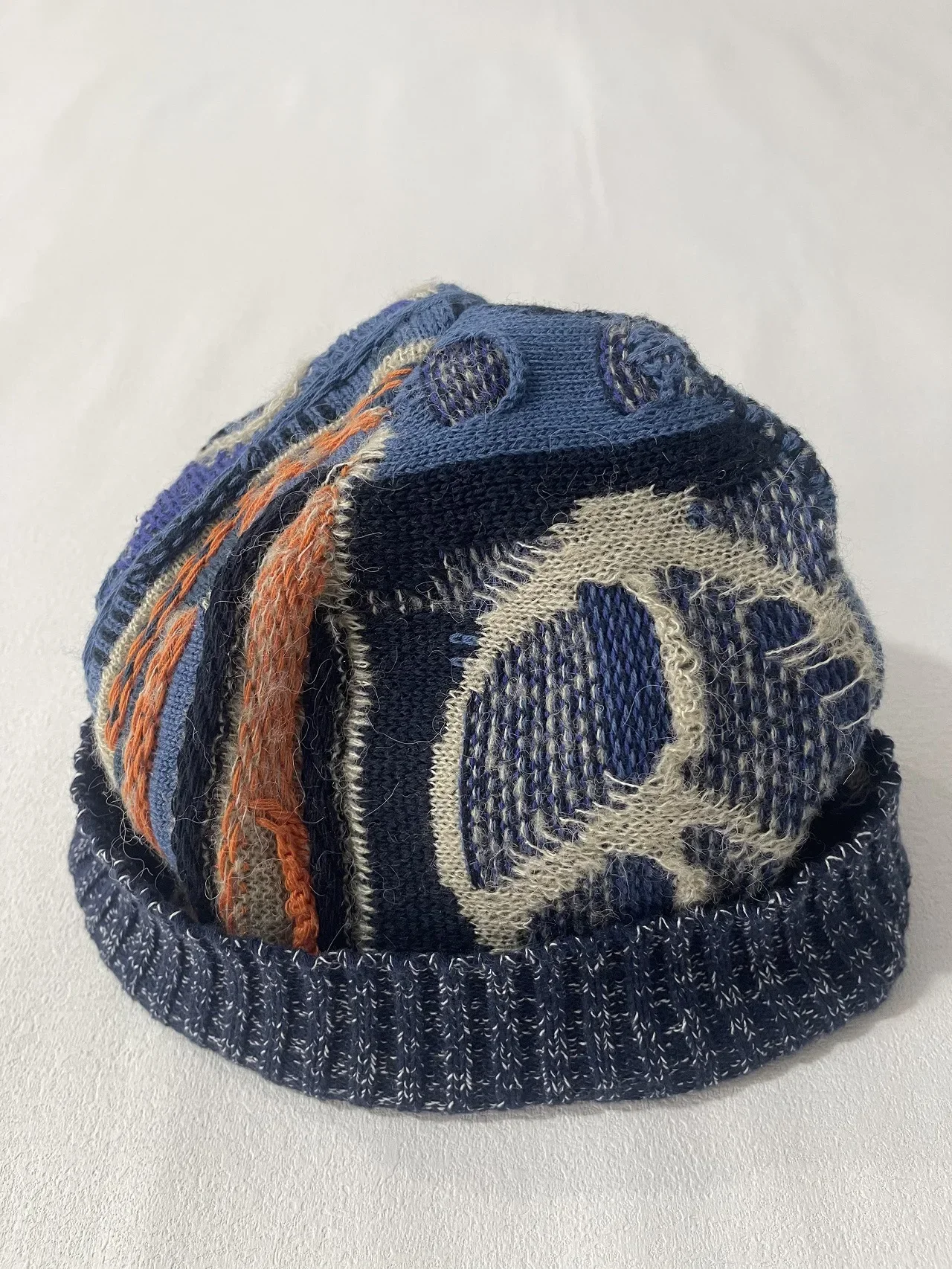 Jia-gorro de punto con costuras geométricas para hombre, gorro cálido ajustable, hecho a mano, no Kapital Hiroshi Hirata