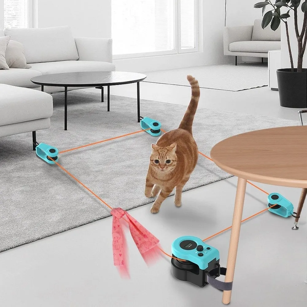

Adjustable Speed Interactive Cat Toy Chase Run Exercise Mental Stimulation Cat Treadmill DIY Mouse Toy Cat Feather Toy