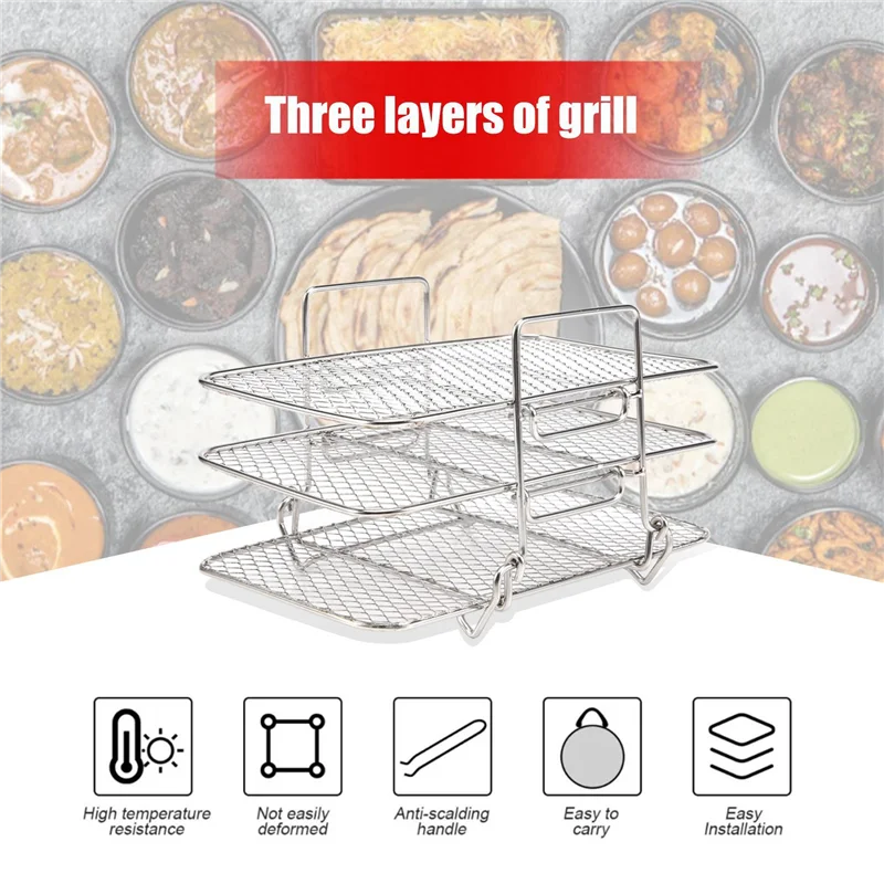 A83G-エアフライヤーラック忍者デュアルエアフライヤー 304 ステンレス鋼多層脱水機ラックトーストラックエアフライヤーアクセサリー
