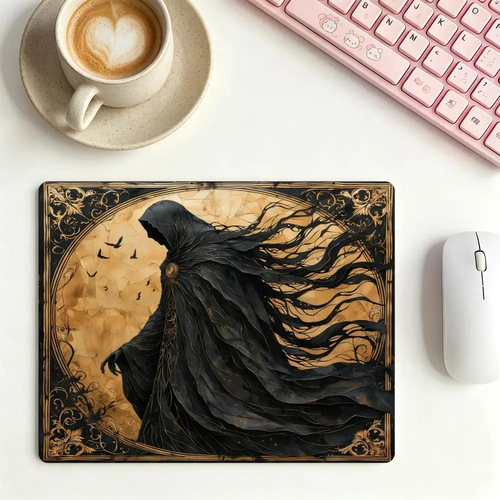 Mousepad table mat  Dark Fantasy Hooded Knight Riding Horse With Blood Moon For office desktop game card pad Anime laptop
