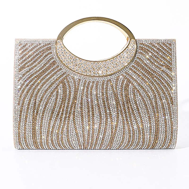 

Модная золотая вечерняя сумка, необычная сверкающая полосатая сумка со стразами для женщин, свадебные сумки подружки невесты Sacoche Femme