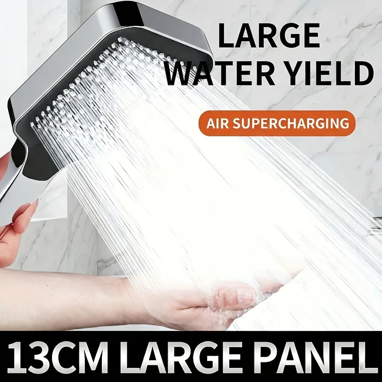 YALANDENG, Three Types of Square Shower Heads with Adjustable Water Output, Large Water Flow, Pressure-Enhanced Shower Heads