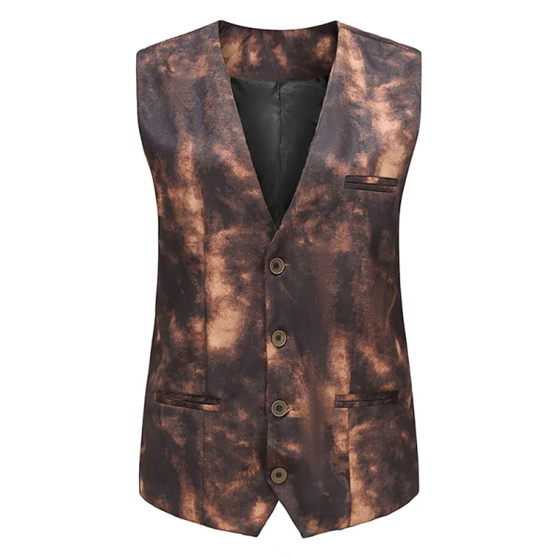 สินค้าในสต็อก New Yama Men's Fashion Retro Trend Vest JacketVCollar เสื้อกั๊กอินเทรนด์