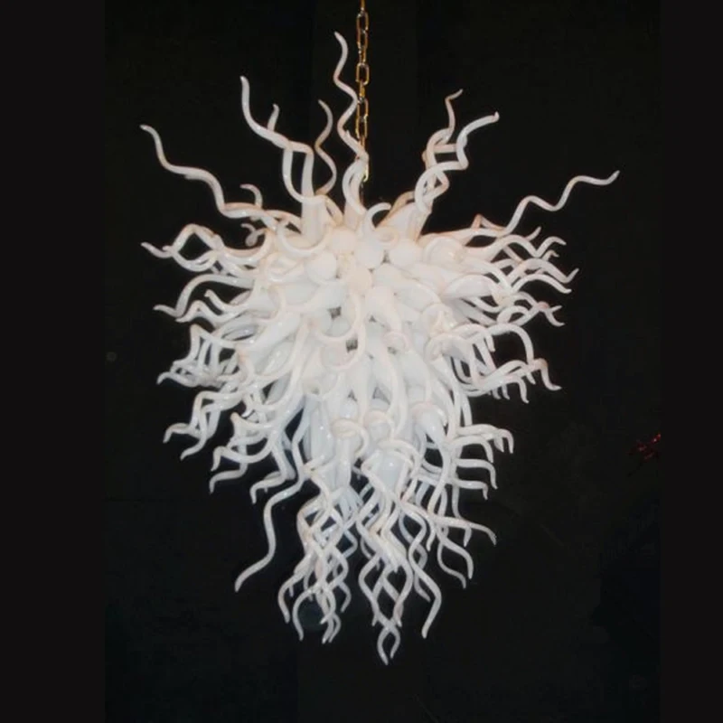 

Italy Style Hand Made Blown Art Decor Chihuly Style Glass Chandelier Lamps Milk White Chandelier Light Fixture